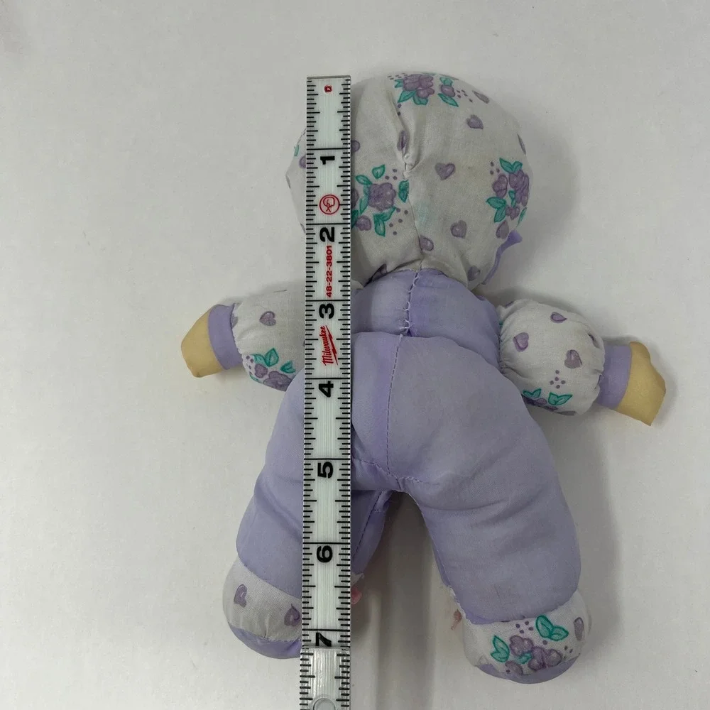 Loving Wonders Soft Luv Baby Doll 8 Inch Purple Floral Nylon Plush Vintage 90s